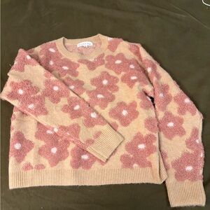 Floral Patterned Sweater - Pink and Cream